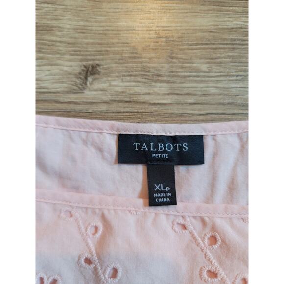 Talbots Peach Eyelet Blouse Sz XL Petite - Picture 3 of 11